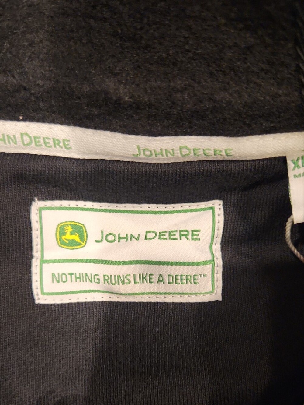 John Deere Black Half-Zip Men’s Hoodie with Green Logo - Picture 6 of 6